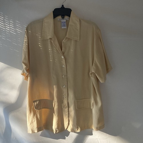 Vtg 100 silk cream blouse - cream,
